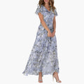 Women’s Midi Dress with Round Neck and Straight Fit