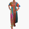 Women's Midi Dress with Round Neckline and Paisley Pattern