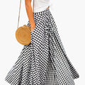 Women's Midi Skirt with Elastic Waistband and Adjustable Hem