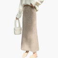 Women's Midi Skirt with Elastic Waistband and Straight Hem