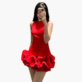 Women’s Mini Dress with Ruffled Hem and Defined Waist