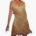 Women’s Mini Dress with V-Neck and Tassel Detail