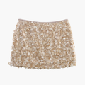 Women's Mini Skirt with Sequin Surface and Straight Hem
