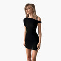 Women’s One-Shoulder Midi Dress with Asymmetrical Neckline
