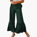 Women’s Palazzo Pants with Elastic Waist - High Waist - Tie Belt and Feature-Pattern