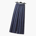 Women's Palazzo Pants with Elastic Waistband and Cable Knit Pattern
