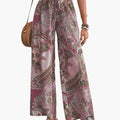 Women's Palazzo Pants with Paisley Print and Elastic Waistband