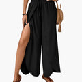 Women's Palazzo Pants with Side Slits and Drawstring Waist