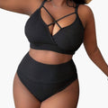 Women’s Plus Size High-Waisted Bikini Set with Sling Strap Top