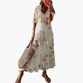 Women’s Printed Maxi Dress with Sleeveless Loose Fit