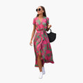 Women’s Printed Wrap Dress with Waist Belt