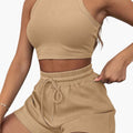 Women's Racerback Top and Drawstring Waist Shorts Two-Piece Set