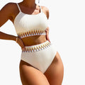Women’s Ribbed High-Waisted Bikini Set with Padded Crop Top