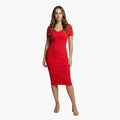 Women’s Ribbed Midi Dress with Slim Fit and Long Sleeves