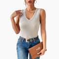 Women’s Ribbed Tank Top – V-Neck Sleeveless Summer Top