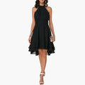 Women’s Round Neck Sleeveless Dress with Ruffle Detail