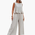 Women’s Ruffle V-Neck Wide Leg Jumpsuit – Sleeveless One-Piece Outfit