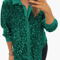 Women’s Shirt with Collar and Sequin Textured Surface