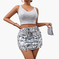 Women’s Sequin Crop Top with V-Neck