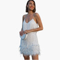 Women’s Sequin Midi Dress with Fringe Hem Detail