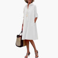 Women's Shirt Dress with Collared Neckline and Button Closure