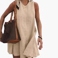 Women’s Short Button-Front Shirt Dress with Collared Neck