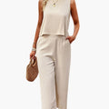 Women’s Short Sleeve Button Front Jumpsuit – One-Piece Outfit
