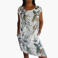 Women’s Short Sleeve Dress with Round Neckline and Straight Hem