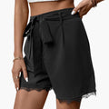 Women’s Shorts with Lace Trim and Tie Belt