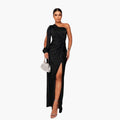 Women’s Sleeveless Evening Dress with Fitted Waist and Full-Length Hem
