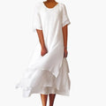 Women’s Sleeveless Midi Dress with Round Neckline and Plain Finish