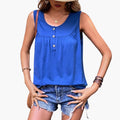 Women's Sleeveless Round Neck Top with Button Detail