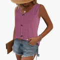 Women’s Sleeveless Top with Decorative Buttons and Casual Fit
