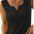 Women’s Sleeveless Top with Decorative V-Neck and Ribbed Texture