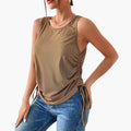 Women’s Sleeveless Top with Ruching and Elastic Hem
