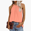 Women’s Sleeveless Top with Ruffled Hem and Loose Shape