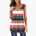 Women’s Sleeveless Tunic Top with V-Neck and Striped Pattern