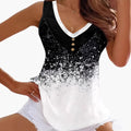 Women's Sleeveless V-Neck Button Front Top