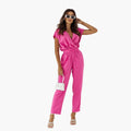 Women’s Sleeveless V-Neck Jumpsuit with Waist Belt