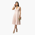Women’s Sleeveless V-Neck Midi Dress with Back Zipper