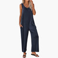 Women’s Sleeveless Wide Leg Jumpsuit with Side Pockets