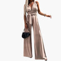 Women’s Sleeveless Wide Leg Jumpsuit with Waist Belt