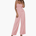 Women’s Slim Top Wide Leg Jumpsuit with Adjustable Straps – One-Piece