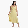 Women’s Square Neck Maxi Dress with Back Lace-Up Waist