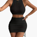 Women's Strapless Tube Top and Wrap Skirt Two-Piece Set
