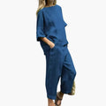 Women’s Summer Crop Top and Cropped Pants Set – Two-Piece Outfit