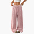 Women’s Summer Wide Leg Pants with Elastic Waist and Side Pockets – Pull-On Full-Length Pants
