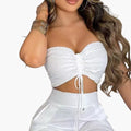 Women’s Two Piece Outfit with Crop Top and Wide Leg Pants