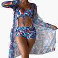 Women’s Swirl Print One-Piece Swimsuit with Front Overlay Panel