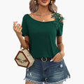 Women’s T-Shirt with Floral Embroidery and Short Sleeves